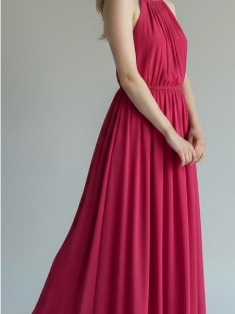 Formal Vibrant Pink Halter Dress